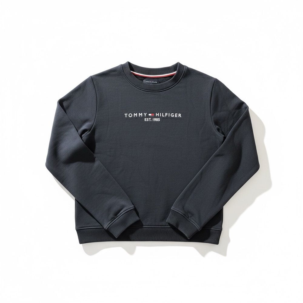 Tommy Hilfiger Girls XL 16 Crewneck Sweatshirt Black Back to School Preppy Logo